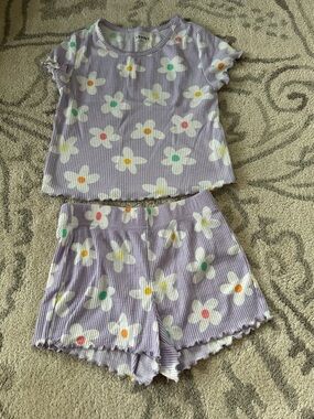 Lavender Daisy Pajama Set - Cozy Short Sleeve & Shorts